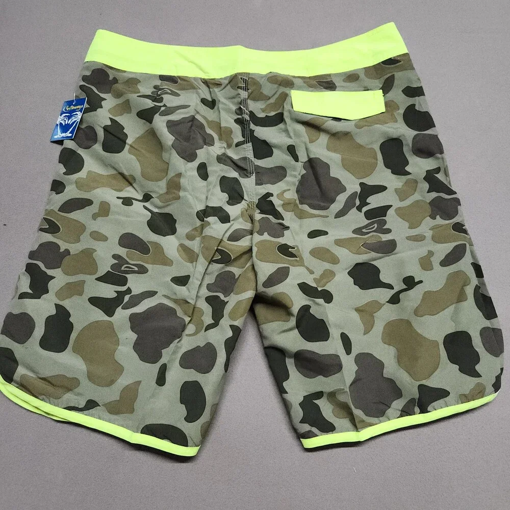 Castaways Men’S Board Shorts 40 Waist 3Xl Camo Neon Swim Trunks Drawstring 144